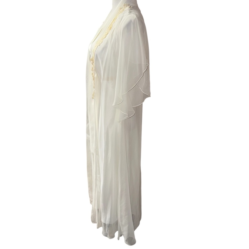 Vintage Dentelle robe and slip dress nightgown set 2 pc sheer lace bridal S/M - Picture 5 of 16